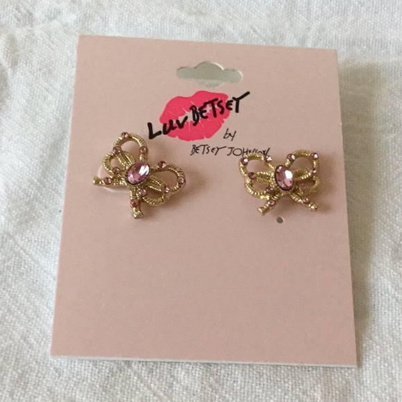 Betsey Johnson Jewelry - Rose Gold-Tone Pink Beautiful Stud Earrings